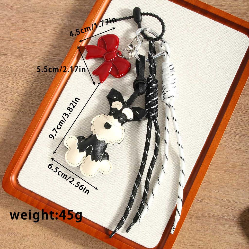 Korean ins blogger with the same Schnauzer bow pendant, high-end woven rope, versatile fashion bag pendant.