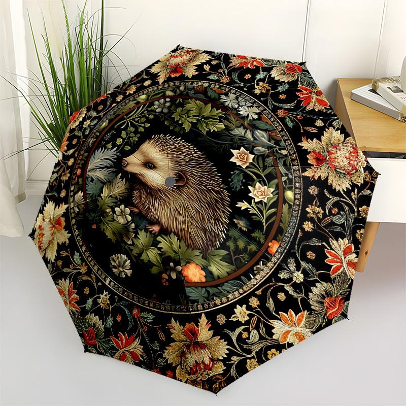 

Hedgehog, FloralThemed Automatic Opening and Closing Umbrella 8 Ribs, Suitable for Leisure and Going Out, Outdoor Accessory, Gothic Style,
