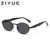 Metal Edge Retro Oval Sunglasses Women'S Advanced Sense Uv Protection Photo Sunglasses