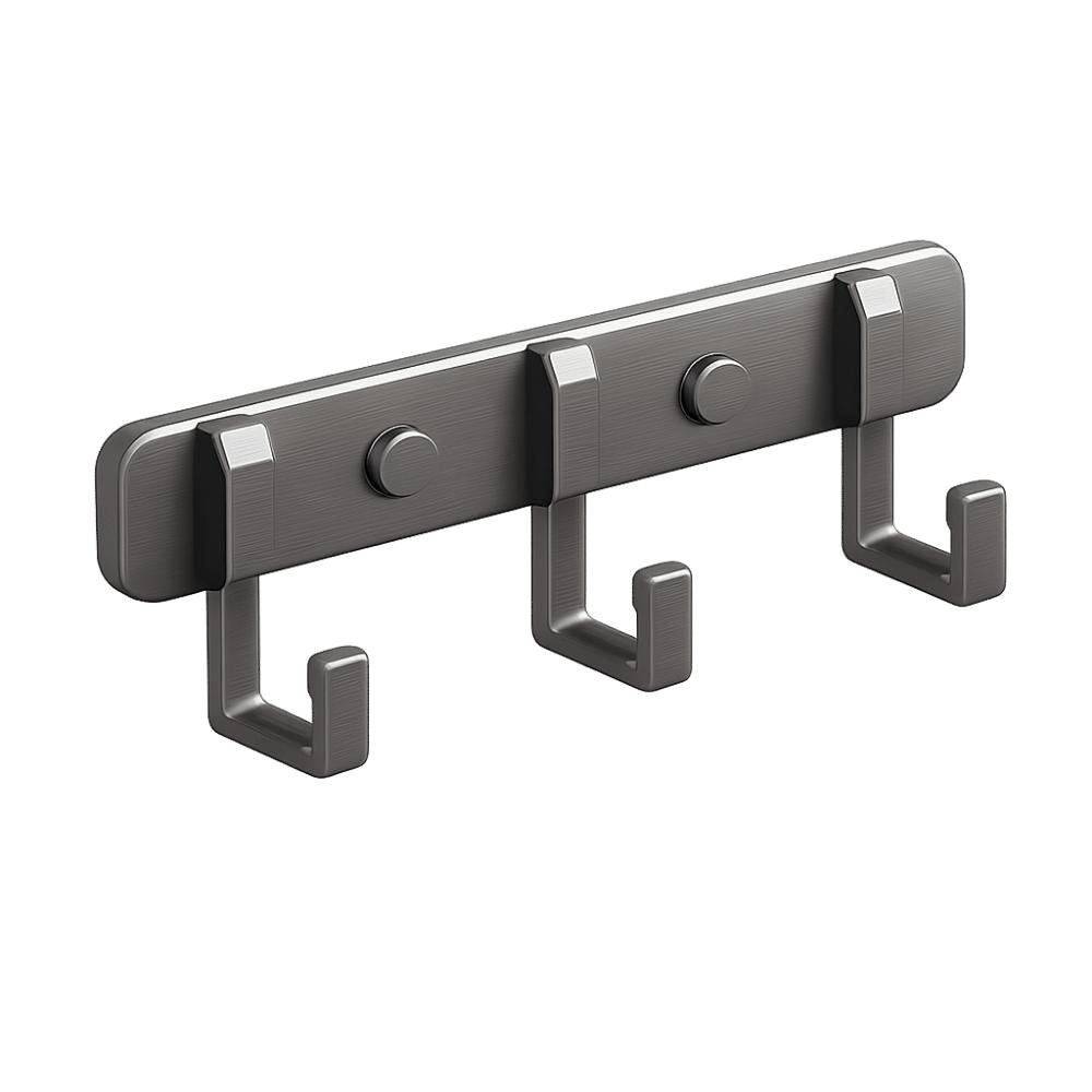Aluminum Wall Hook Rack Multi-Hook Metal Towel Hanger Practical Towel Hanger Hook Door Grey-3 Hooks
