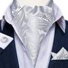 Mens Ascot Silk Cravat Blue Paisley Tie Handkerchief Cufflinks Set Formal Party