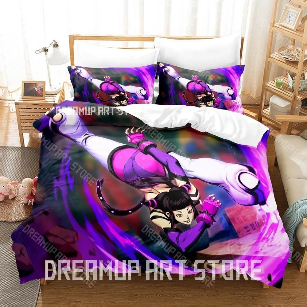 3D Print Juri Han Game Street Fighter Bedding Set Cartoon Anime three-piece set Adult Kid Bedroom Duvetcover Sets
