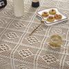 Tovaglia all'uncinetto fatta a mano con nappe, pizzo decorativo traforato stile Boho per tavolo da pranzo, tavolino da caffè