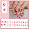 24 Pcs Valentines Day Press On Nail Short Square Festival False Nail Heart Stick on Nail French Tip Acrylic Nail