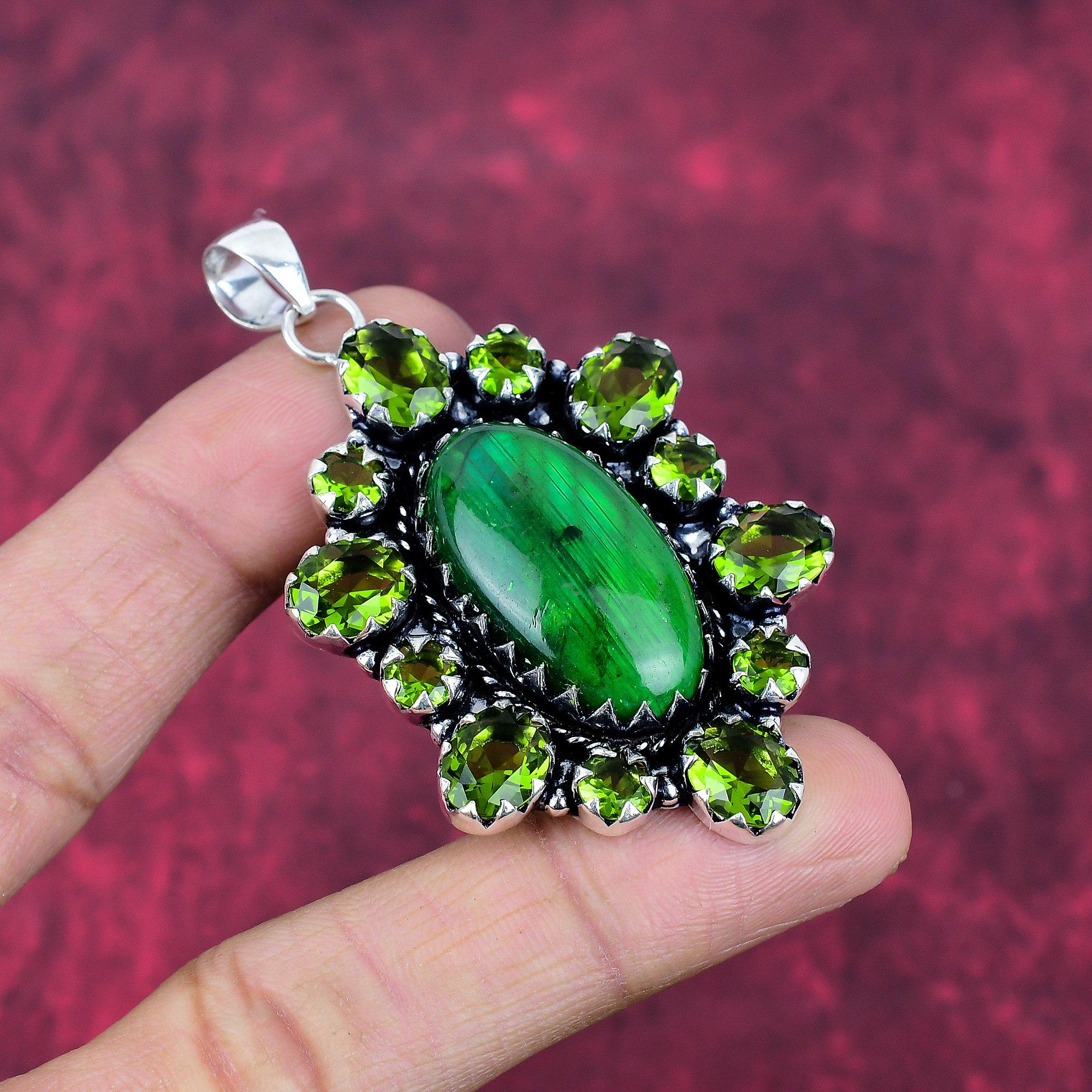 

Кулон с зеленым лабрадоритом, драгоценный камень, ювелирные изделия, кулон из стерлингового серебра 925 пробы, ювелирное изделие ручной работы, кулон с камнем по дате рождения, подарок для него 2.63 Inches зелёный