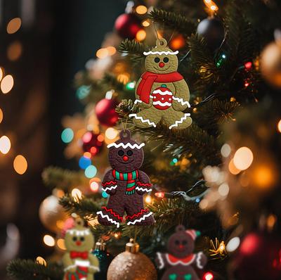 16 Stück Lebkuchenmann-Anhänger, Hängende Weihnachtsbaumdekorationen, PVC-Material, Festliche Feiertagsdekoration für Zuhause & Party