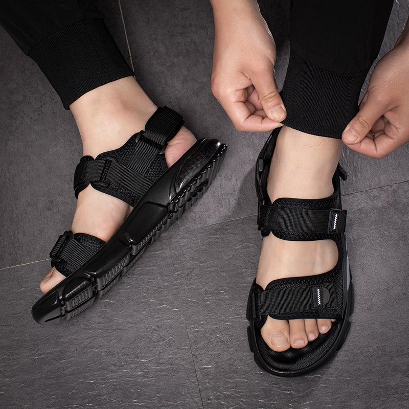 Men's Sandals Summer Outdoor Leisure Velcro Men's Sandals Air Cushion Beach Shoes Latex Soft Sole Roman Shoes Clearance