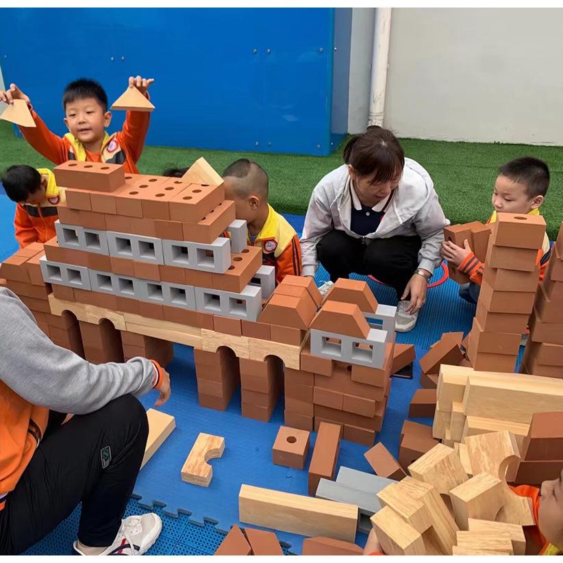 Kindergarten EVA Foam Building Blocks for Kids - Red Brick Set