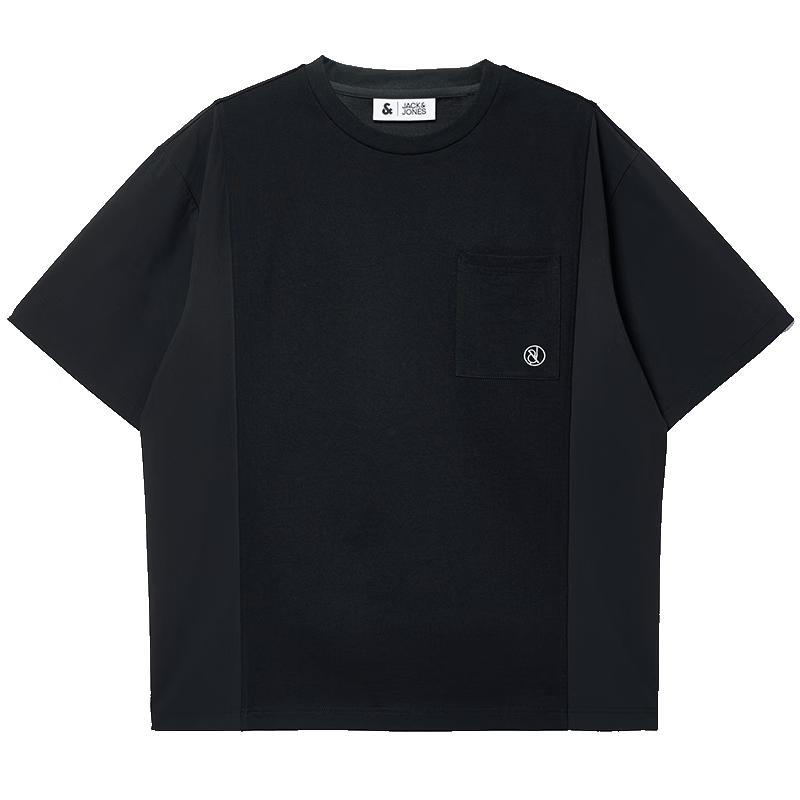 Jack & Jones Men s Embroidered Logo Spliced Crew Neck T-Shirt S
