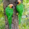 Tree Stump Parrot Ornament, Waterproof Resin Parrot Statue with Realistic Feather Texture, Outdoor Wall Mount Macaw Bird Ornament for Garden Tree