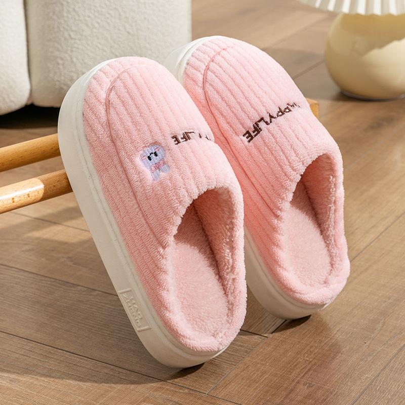 Cotton slippers women's home use in winter non-slip spring and autumn home indoor warmth plush couple winter men