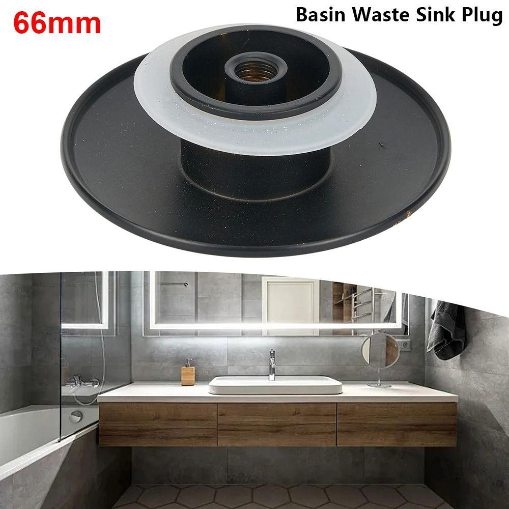 1Pcs Push Button Waste Sink Plug Click Clack Brass Drain Stopper 66mm Black Basin PopUp Cap Replacement Part for Bathroom Sink