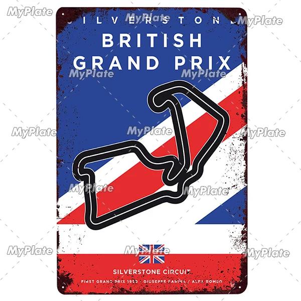Racing Track Metal Sign Vintage Plaque Sercive Tin Sign Wall Decor For Garage Race Car Plate Crafts Poster F1 Game Custom