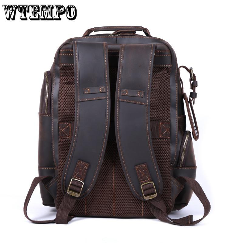 Vintage Men's Genuine Leather Backpack Classic Outdoor Travel Bag Large Capacity Crazy Horse Leather