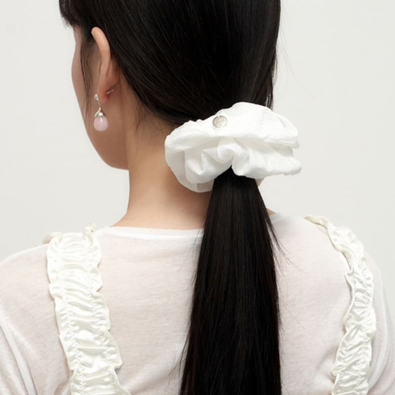 Geegee Jacquard Hair Scrunchie - White