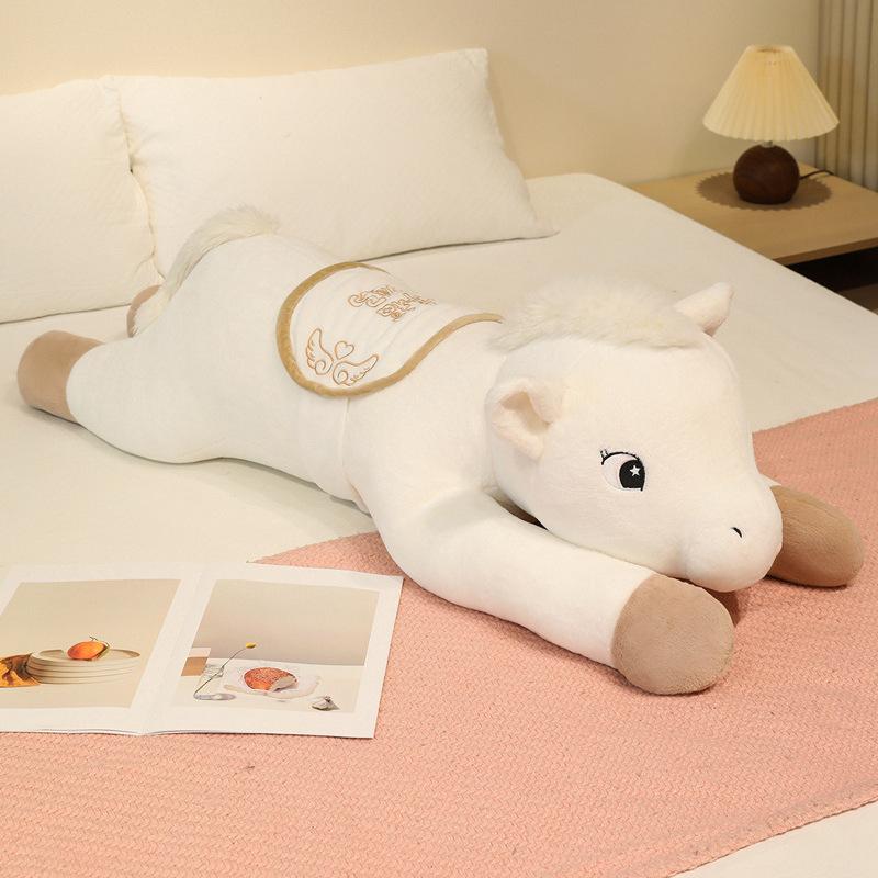 

Non-Toxic Giant Soft Lying Horse Plush Toy Horse Sofa Pillow Cozy Fluffy Cartoon Horse Doll Huggable Animal Lovely Room Decor Xmas Gift 70cm