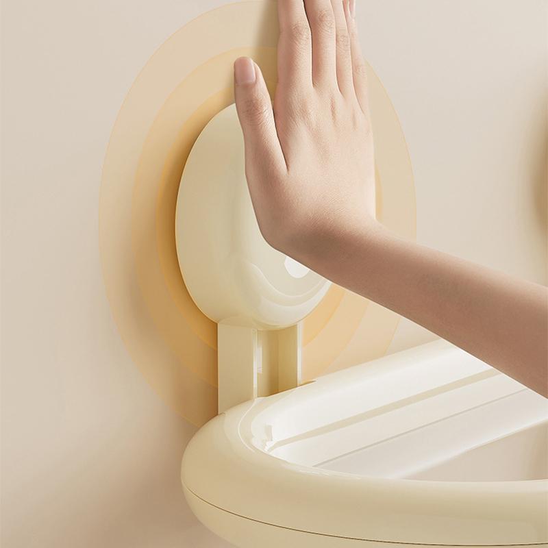 Hålfri Sugkopp Oval Hylla Badrumsväggmonterad Plastförvaringshylla för Duschgel Handsprit Dopamin 40x15cm