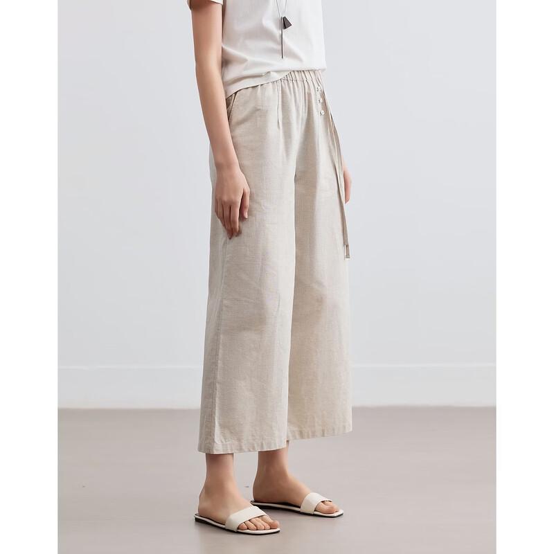 Demana Linen Blend Cropped Straight Leg Casual Pants XL