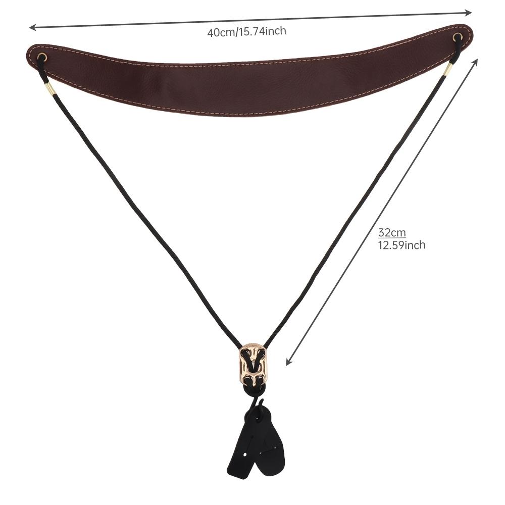 Adjustable Genuine Leather Saxophone Clarinet Neck Strap Single Shoulder Strap Metal Buckle