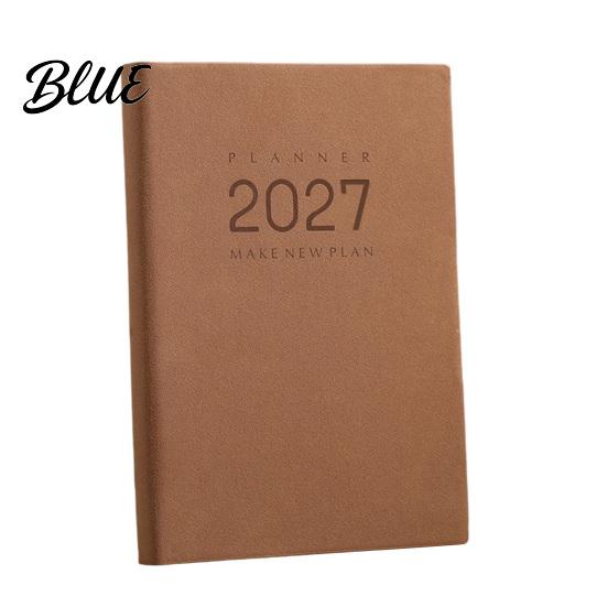 Daily Planning Notebook Full Year Vintage Sheepskin Planner Agenda 2027 Monthly Texture Cover Schedule Organizer