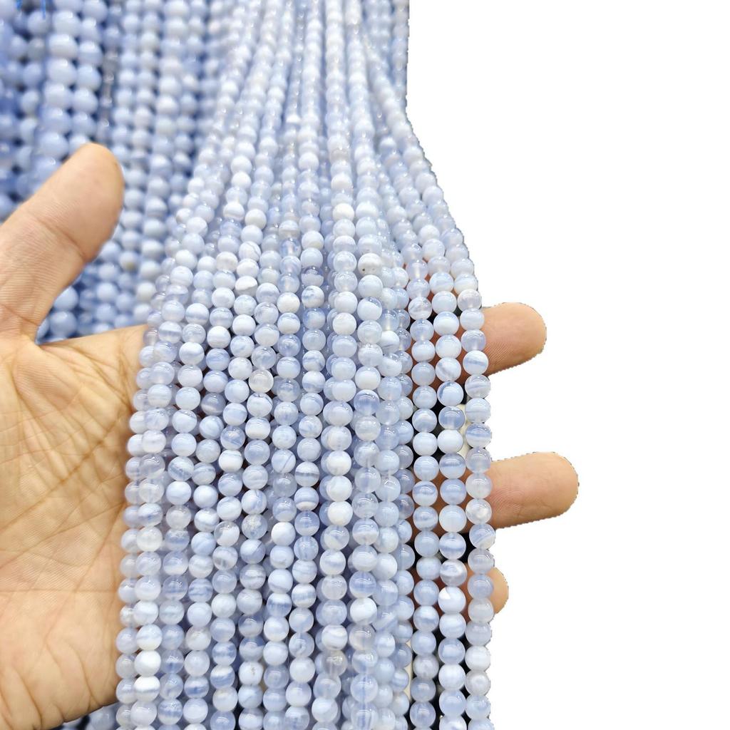 Natural Purple & Blue Lace Agate Beads for DIY Chalcedony Bracelet Jewelry - Round, Loose, Semi-Finished Stringing Accessories