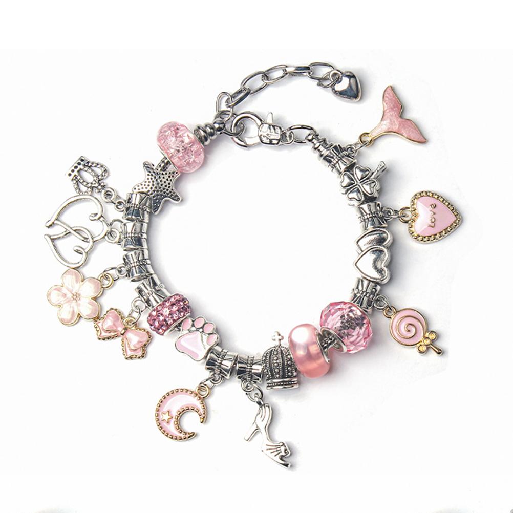 Κιτ Κατασκευής Κοσμημάτων με Χάντρες DIY Πλούσια Αξεσουάρ Εξαιρετική Διακόσμηση Βραχιολιού DIY για Παιδιά Κορίτσια Αγόρια Ροζ