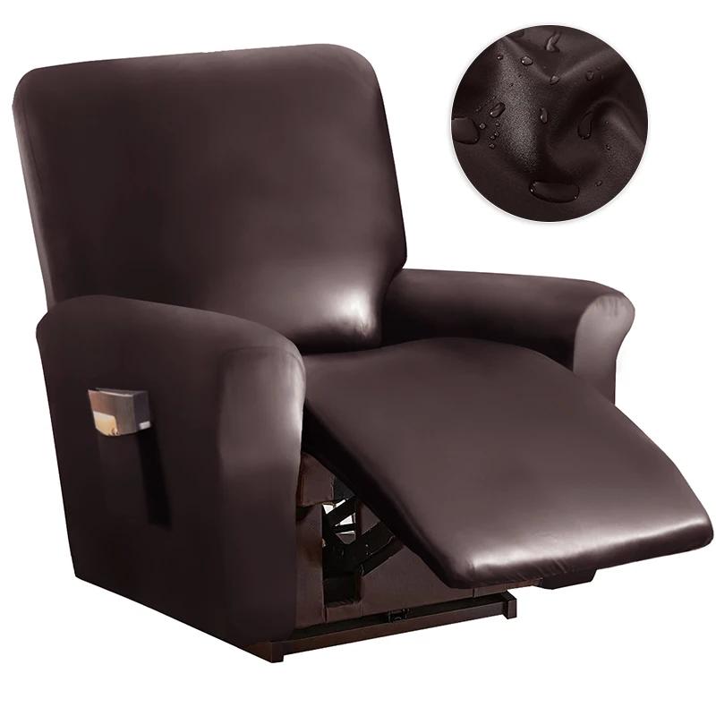 1/2 Seat Waterproof Recliner Armchair Cover Pu Leather Recliner Cover Elastic Relax Single Sofa Slipcovers For Living Room Decor