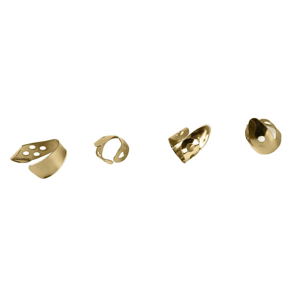 4Pcs Guitar Finger Pick Stainless Steel Glossy Appearance Metal Thumb Pick Guitar Accessories Gold