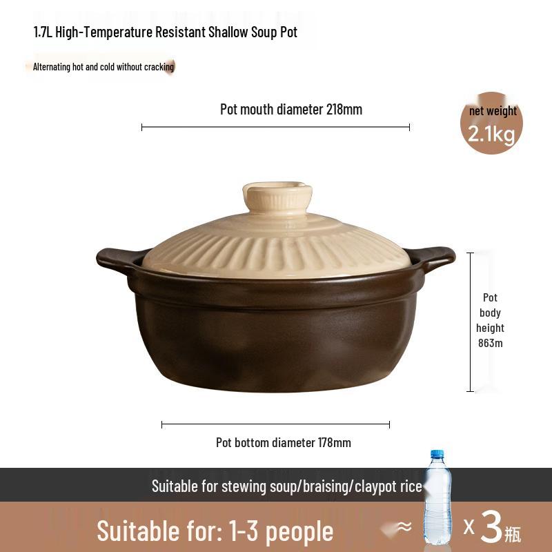 Aishida 1.7L High-Temperature Ceramic Casserole Pot