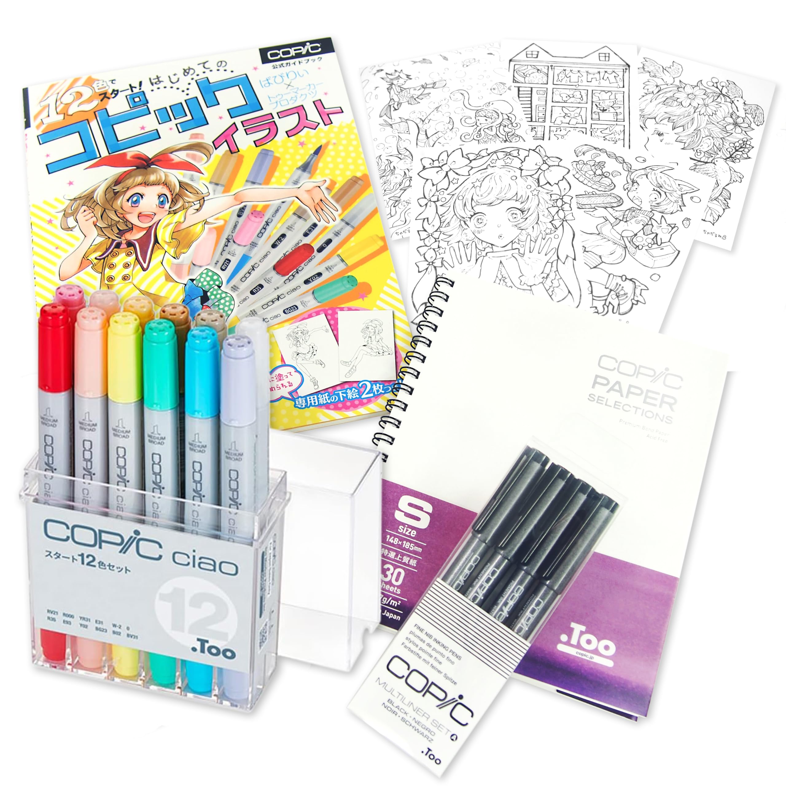 Copic Too Ciao Стартовый набор 12 шт. Сделано в Мультиколор Иллюстрационные Маркеры Сменные Чернила Коробка, Цвета, Япония, Маркеры, Ручки,
