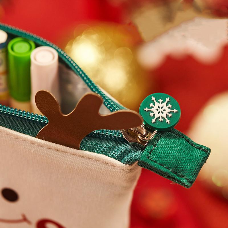 Christmas Retractable Cute Pencil Case School Stationery Storage Bag Canvas Pencil Bag Kawaii Pen Holder Children Christmas Gift