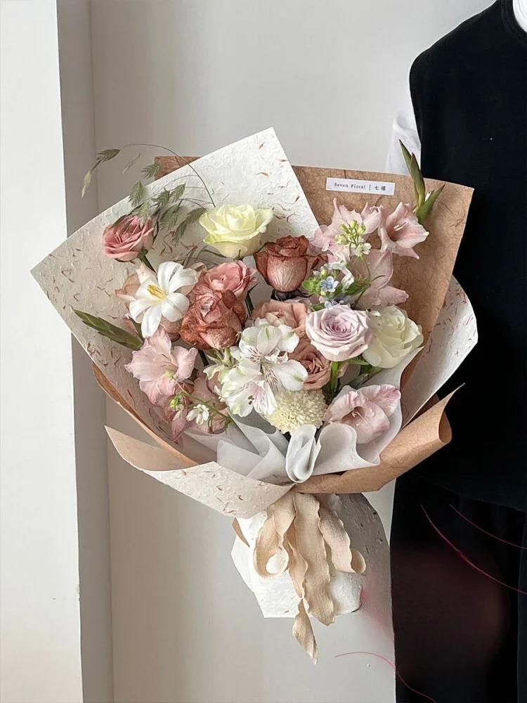 

Новая бумага для упаковки цветов ручной работы, материалы для самостоятельной упаковки цветочных связок и цветочного искусства, высококачественная бумага для растирания сухих лепестков