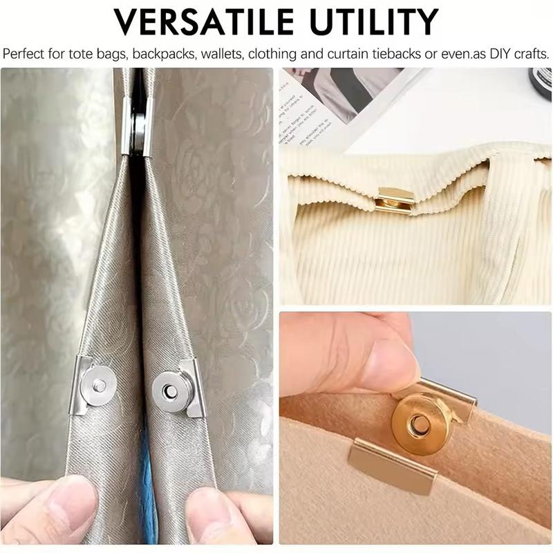 5 Pairs of Metal Seamless Magnetic Buckles for Bags – Magnetic Snap Buttons for DIY Buckle Closures, Magnetic Snaps for Handbags