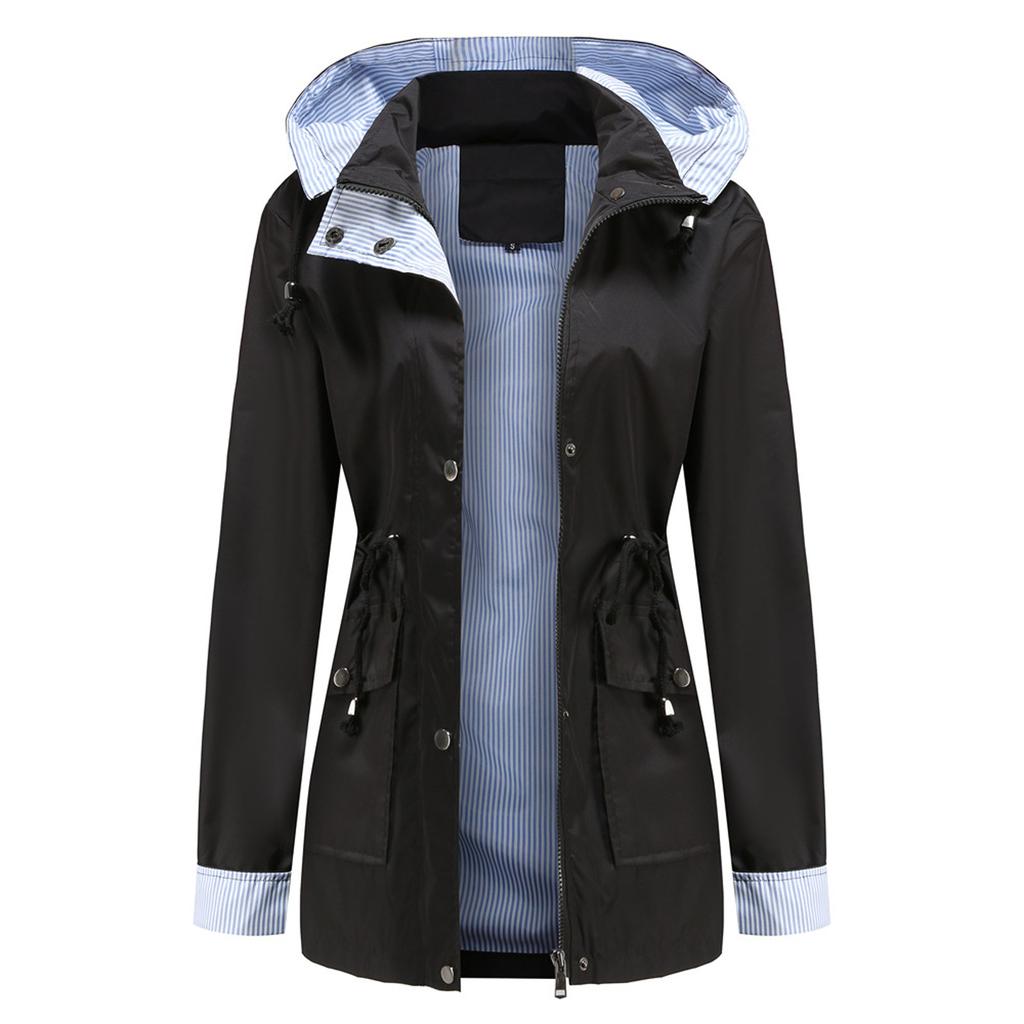 Women's Casual Fashion Detachable Hood Large Size Comfortable Loose Coat Raincoat