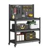 Tool Storage Workbench Rolling Shelving Steel Tool Rack Garage Shelves/ Pegboard