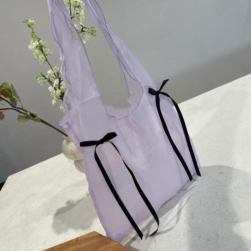 Gentle Bow Tie Shoulder Bags For Women Summer Travel Seaside Beach Bags Simple Female Tote Bags Korean Ladies Fashion Handbags
