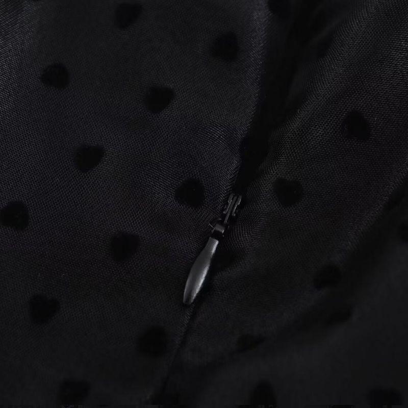 Kaslead New Women Clothes Western Style Fashion Simple Sexy Flocking Polka Dot Sling Long Dress