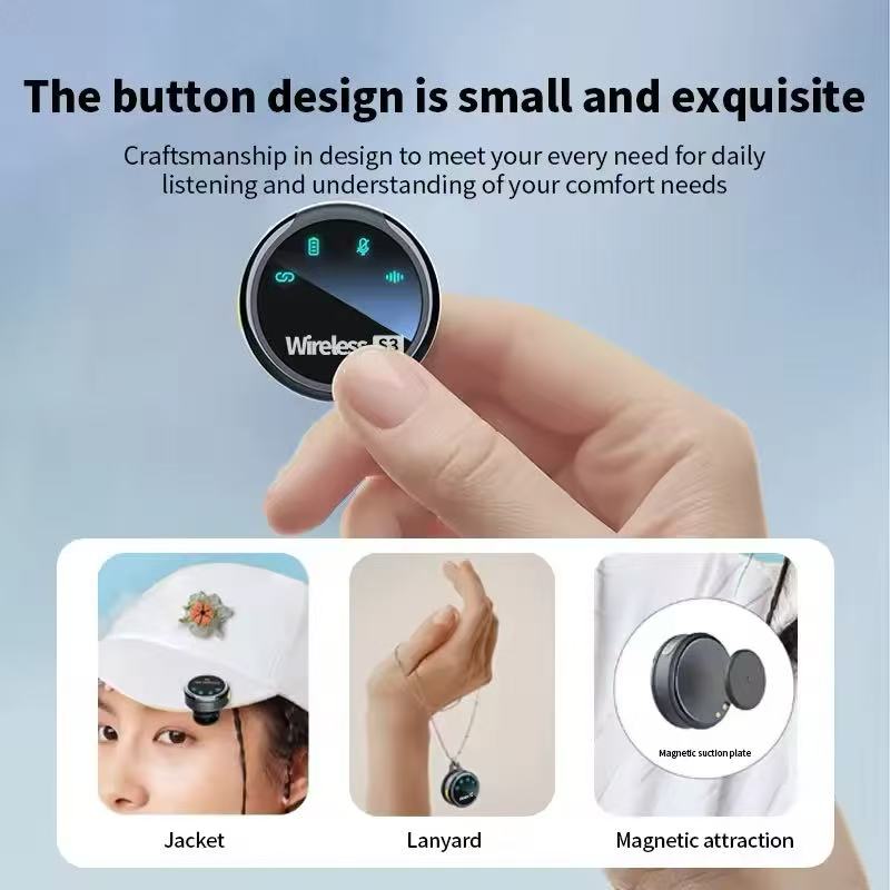 Portable Wireless Lavalier Magnetic Microphone S3 Windproof Cap Audio Video Recording Mic With Charging Case for Smartphone