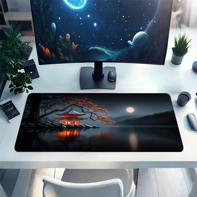 1Pc Moonlit Forest Mystery Gaming Mouse Pad Keyboard Desk Mat Non-slip Rubber Lock Edge Waterproof Computer Mousepad for Office Home Decor Y1665