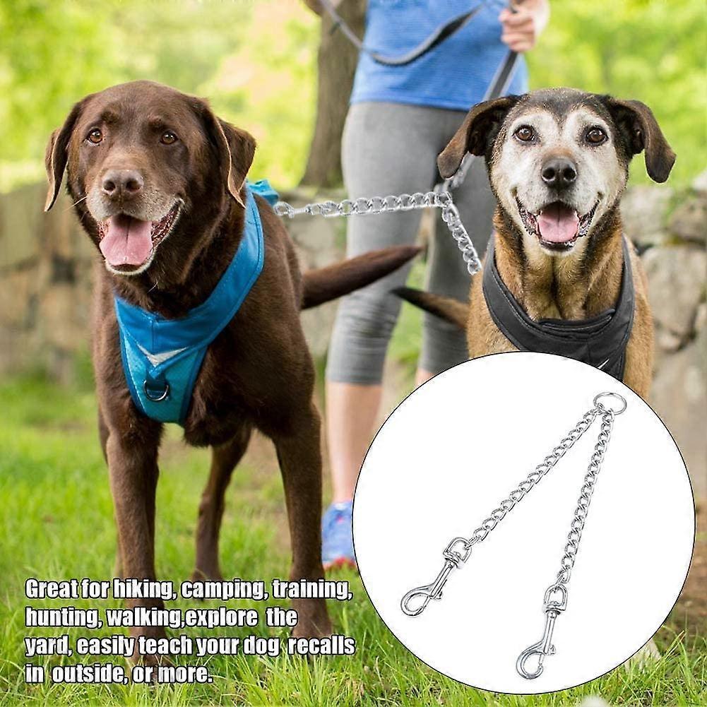 Double Dog Leash, Metal Dual Dog Leash Coupler, Chew Proof 360 Swivel Twining
