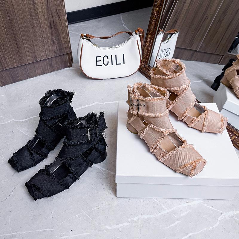 Fashion French-Style Thick-Heeled Laced Belt Buckle Tassel Ballet Single Shoes For Women To Wear Retro Mary Jane Shoes