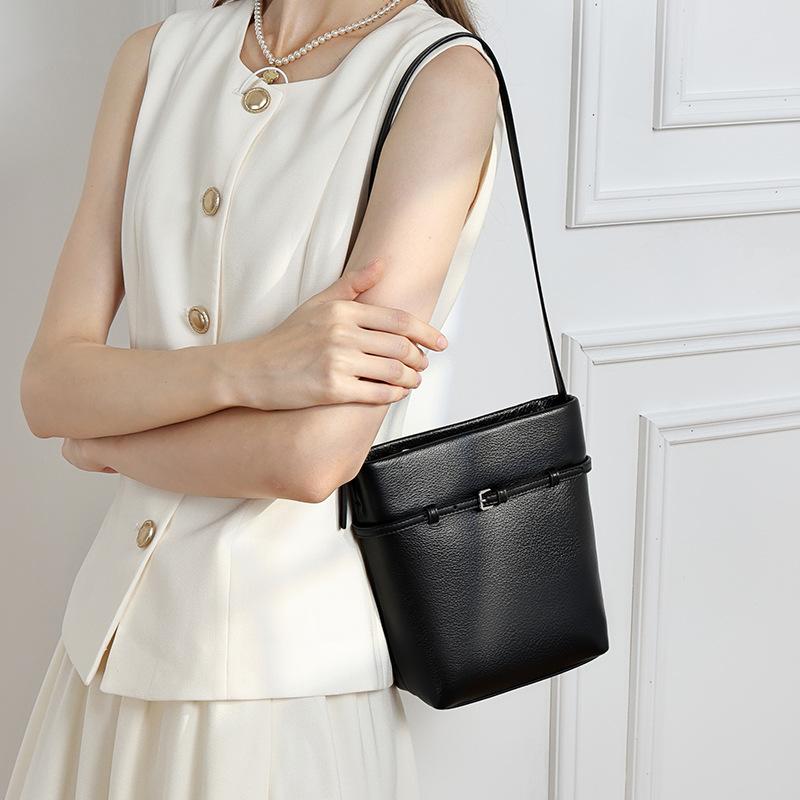 Bucket Bag - Genuine Leather - Commuting Crossbody Bag - Single Shoulder Bag Under The Arm - Phone Bag