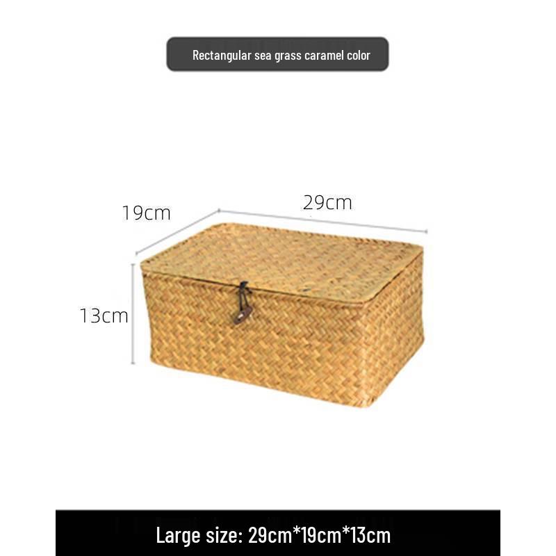 Japanese Style Bamboo Woven Storage Box with Lid - Haili Rattan Souvenir Basket