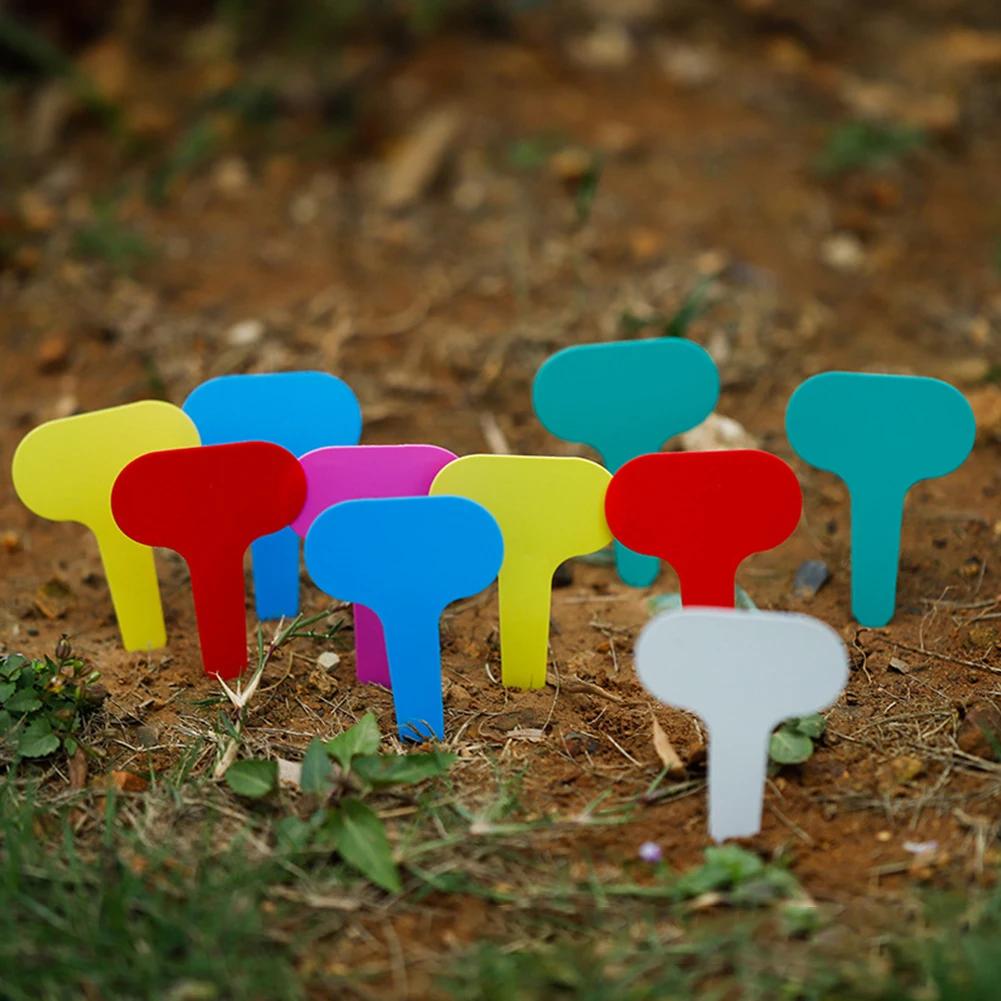 50/100Pcs Reusable Plastic Plant Markers T-type Tags Nursery Garden Decor Tags for Plants Flower Pot Tags Garden Supplies