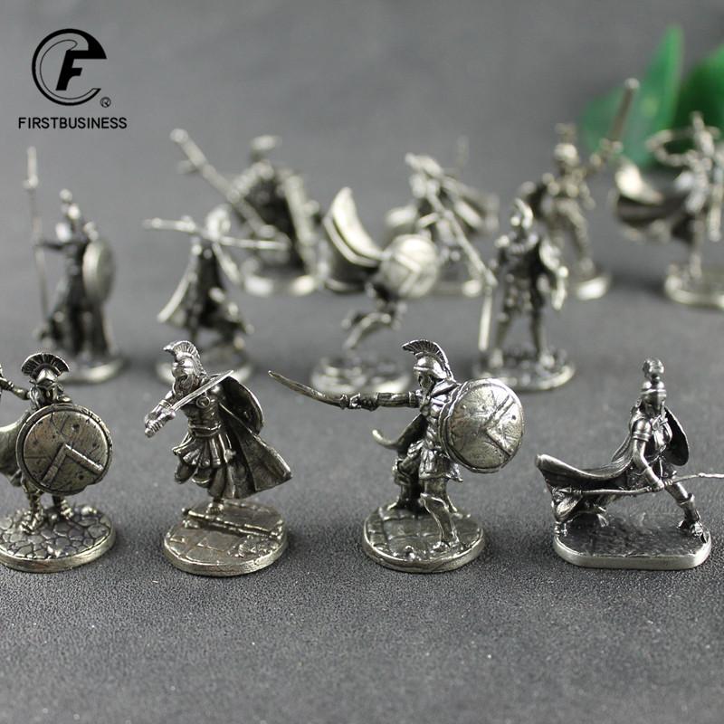 1pcs Ancient Spartan Rome Soliders Figurines Miniatures Vintage Metal Warrior Soldiers Model Statue Desktop Ornament Gifts