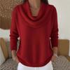Women's Winter Warm Swing Collar Sweater - Solid Color Long Sleeve Pullover Top with Stack Neck, Cozy Casual Blouse for Fall/Winter