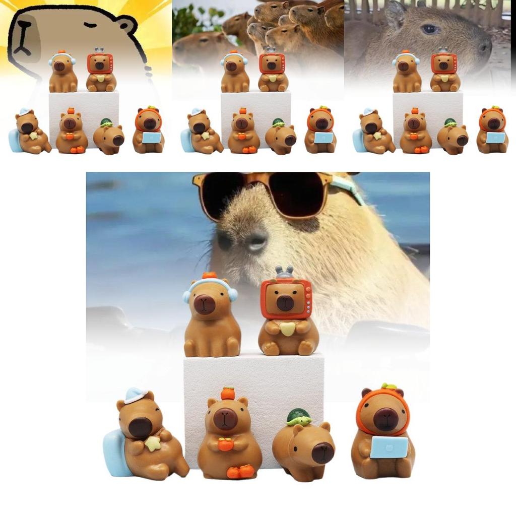 Adorable Capybara Figurine Cute Chubby Water Pig Creative Pvc Collectible Model Set