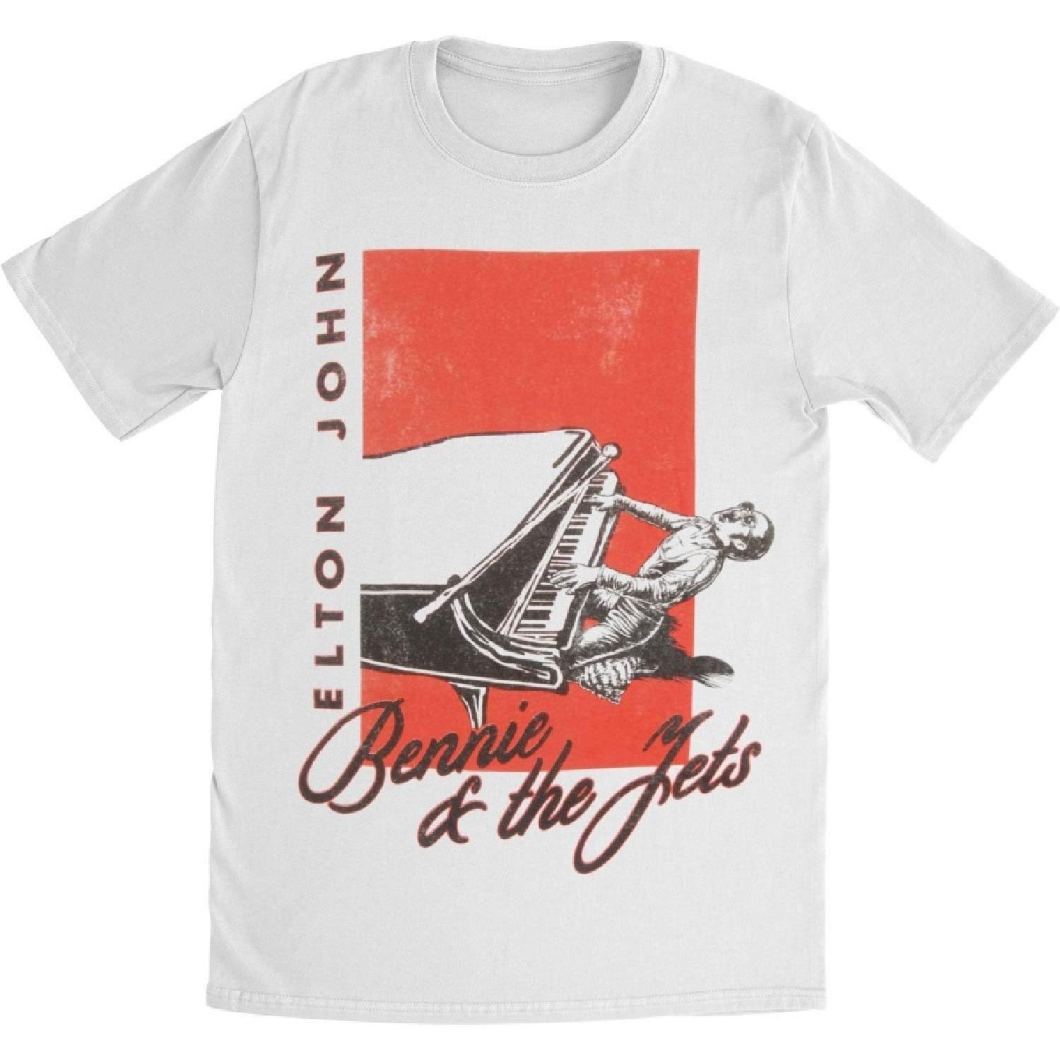 Elton John Men s Bennie and The Jets Slim Fit T-Shirt White XXXXXL белый