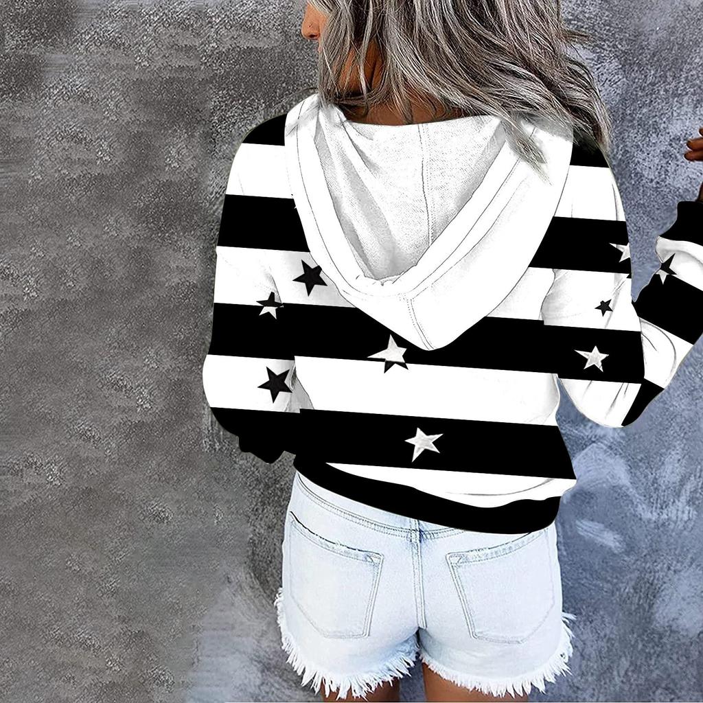 Women's Casual Fashion Long Sleeved Top Printed Round Neck Printed Hoodie