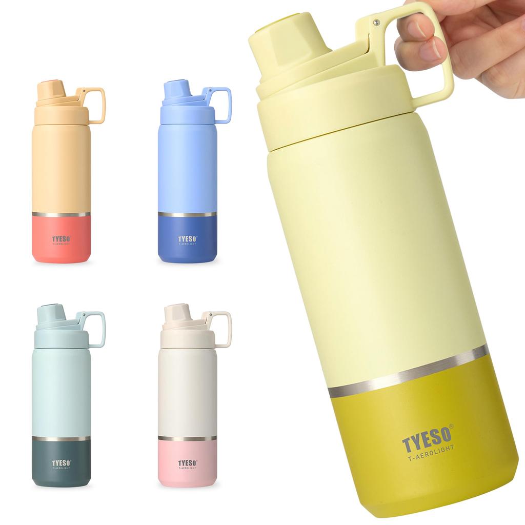 TYESO 750ml Vacuum Insulated Thermos Bottle for Carbonated Drinks, Stainless Steel, Keeps Drinks Cold, Removable Mouthpiece, Easy to Clean, Suitable
